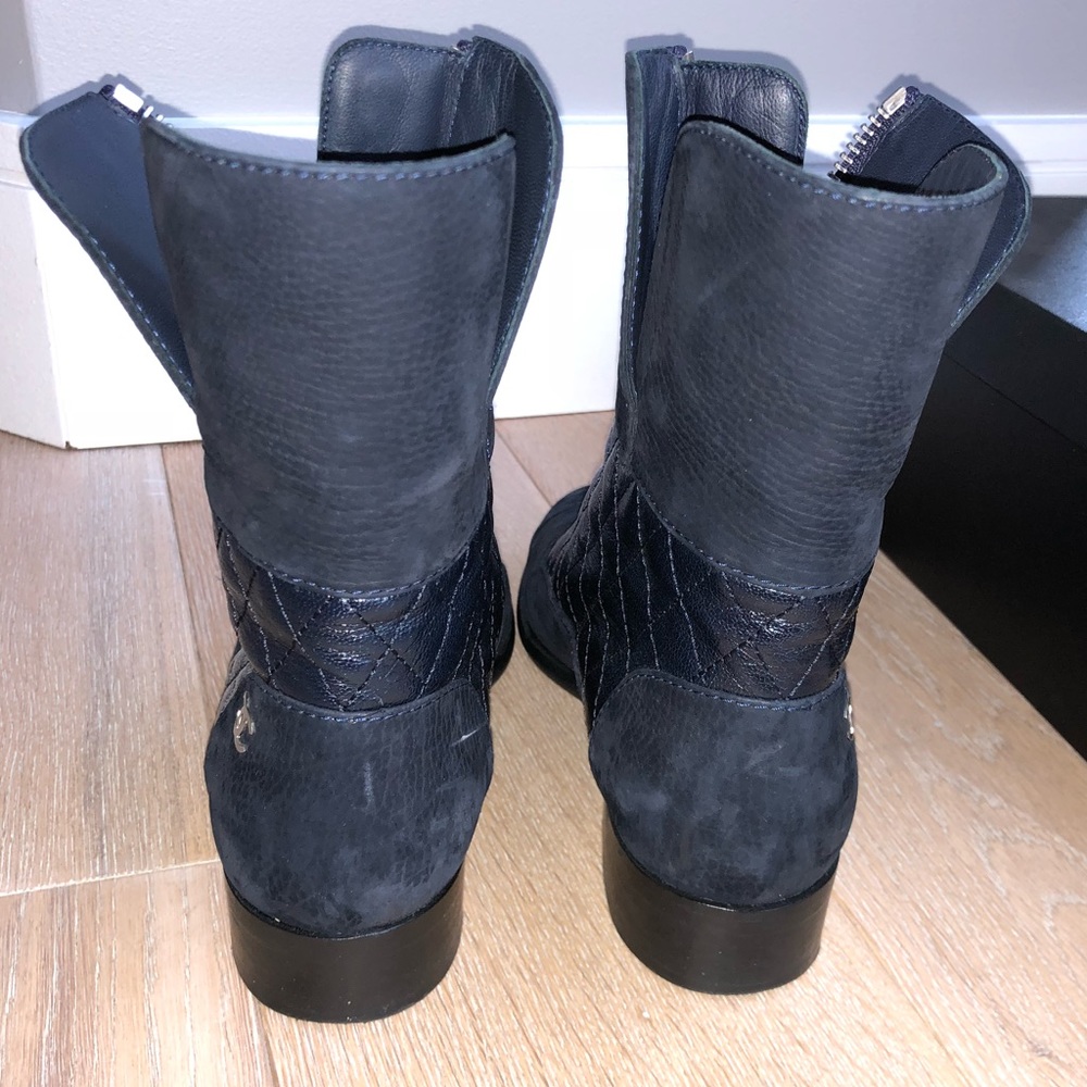 Chanel Zip Up Blue Suede Combat Boot - Picture 7 of 8
